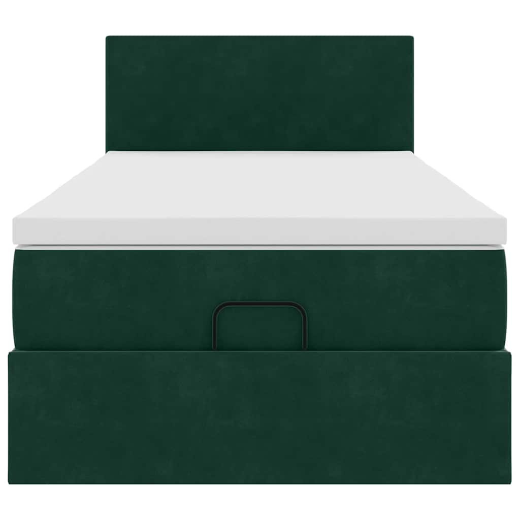 Ottoman bed met matras en LED's 100x200 cm fluweel donkergroen is nu te koop bij PeponiXL, paradijselijk wonen!