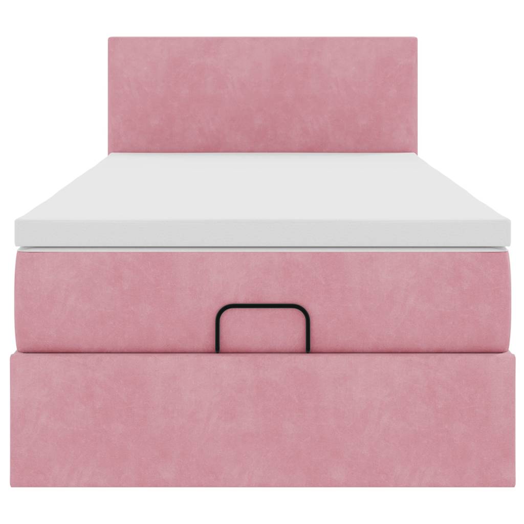 Ottoman bed met matras en LED's 100x200 cm fluweel roze is nu te koop bij PeponiXL, paradijselijk wonen!