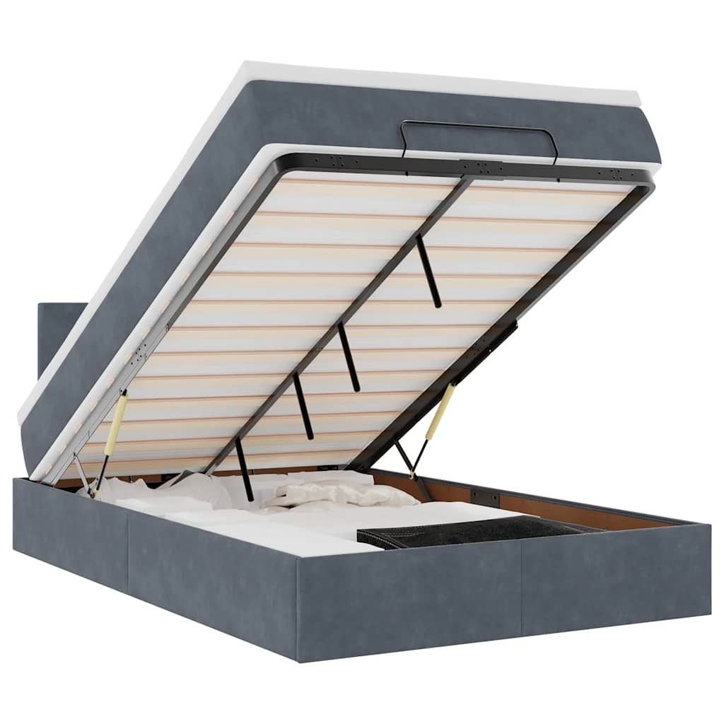 Bed poef met matras en LED's 120x190 cm fluweel donkergrijs is nu te koop bij PeponiXL, paradijselijk wonen!