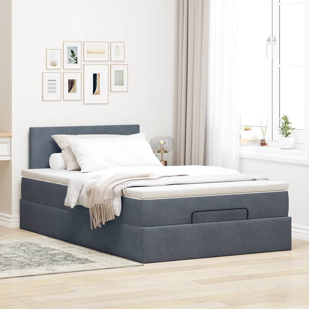 Bed poef met matras en LED's 120x190 cm fluweel donkergrijs is nu te koop bij PeponiXL, paradijselijk wonen!