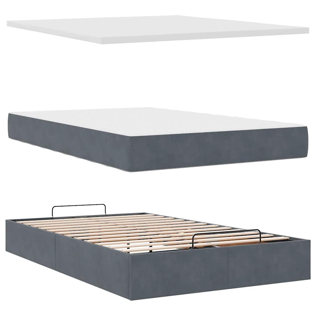 Bed poef met matras en LED's 120x190 cm fluweel donkergrijs is nu te koop bij PeponiXL, paradijselijk wonen!