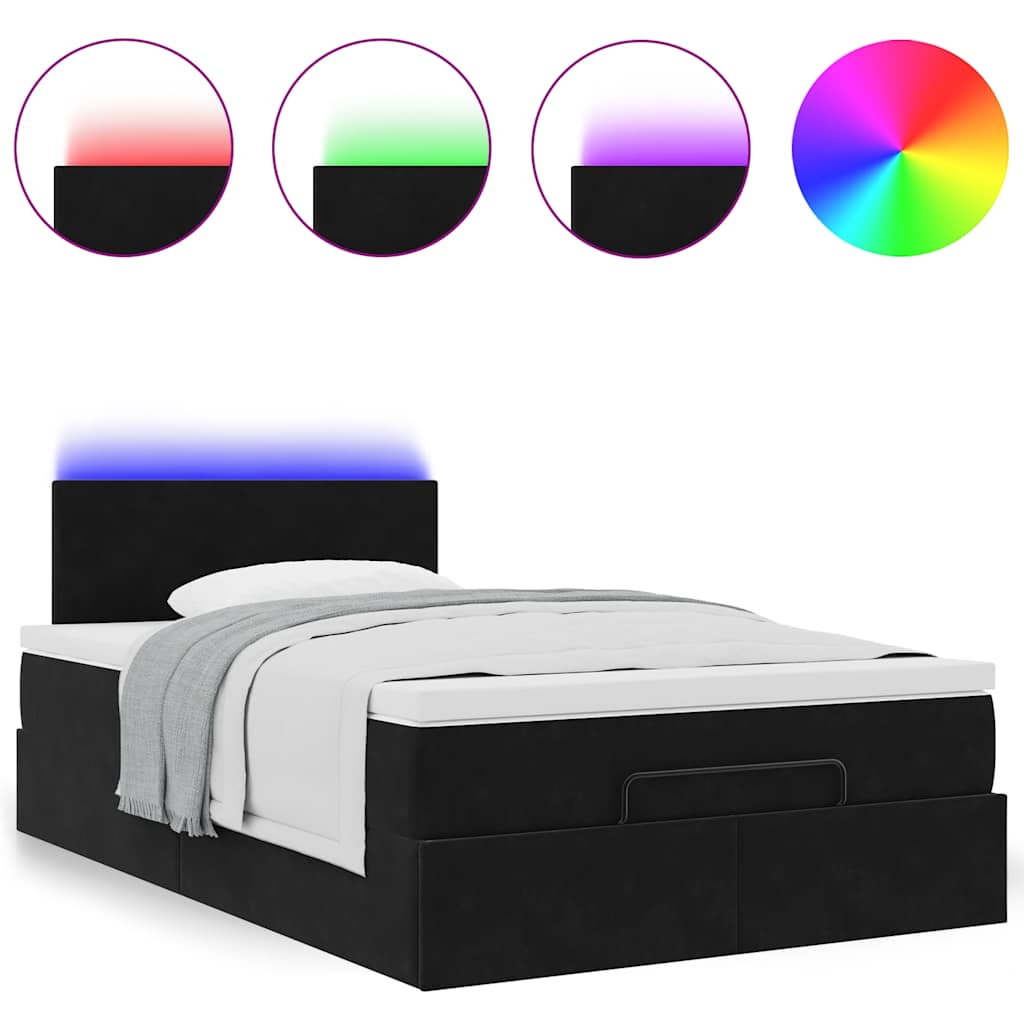 Bed poef met matras en LED's 120x190 cm fluweel zwart is nu te koop bij PeponiXL, paradijselijk wonen!