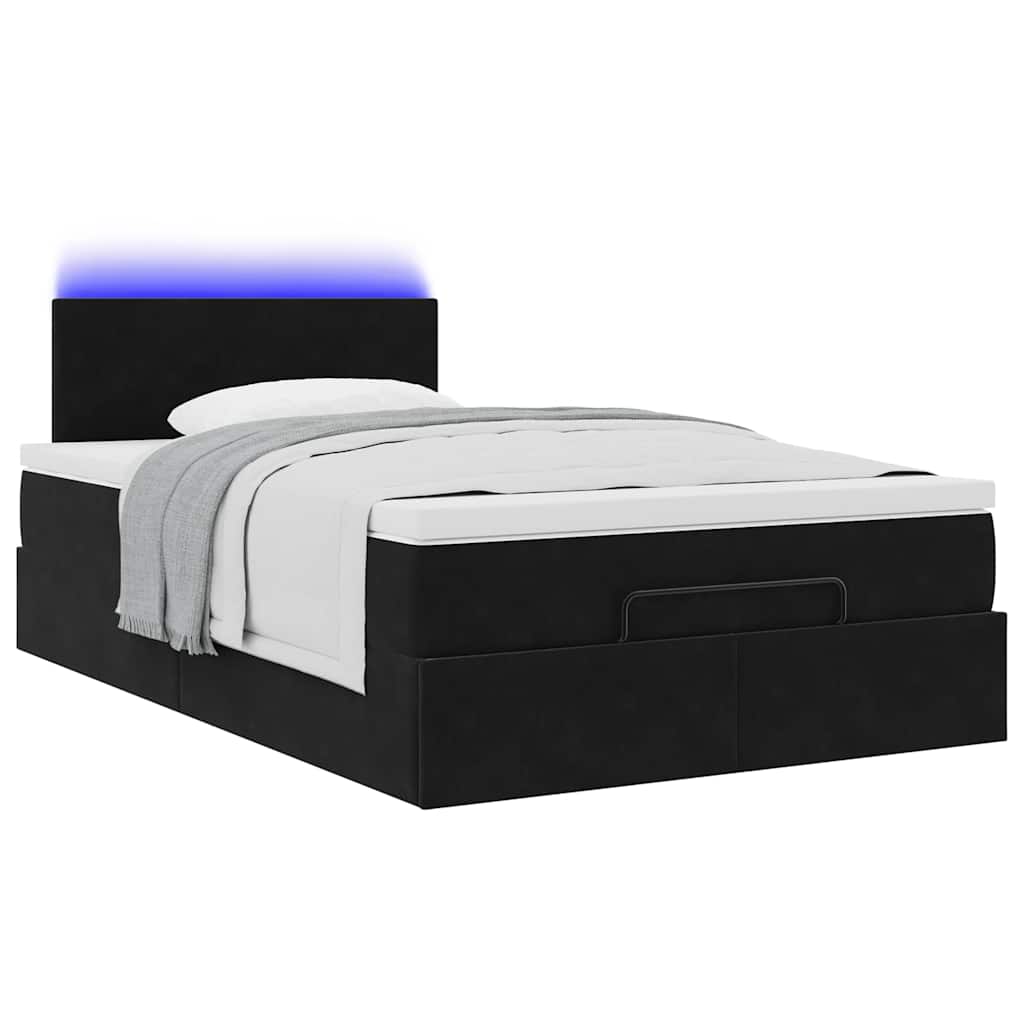 Bed poef met matras en LED's 120x190 cm fluweel zwart is nu te koop bij PeponiXL, paradijselijk wonen!