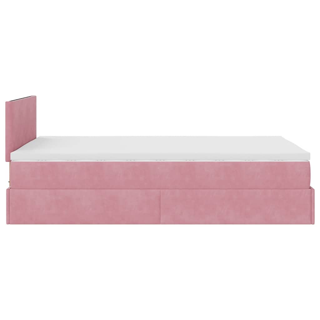 Bed poef met matras en LED's 120x190 cm fluweel roze is nu te koop bij PeponiXL, paradijselijk wonen!