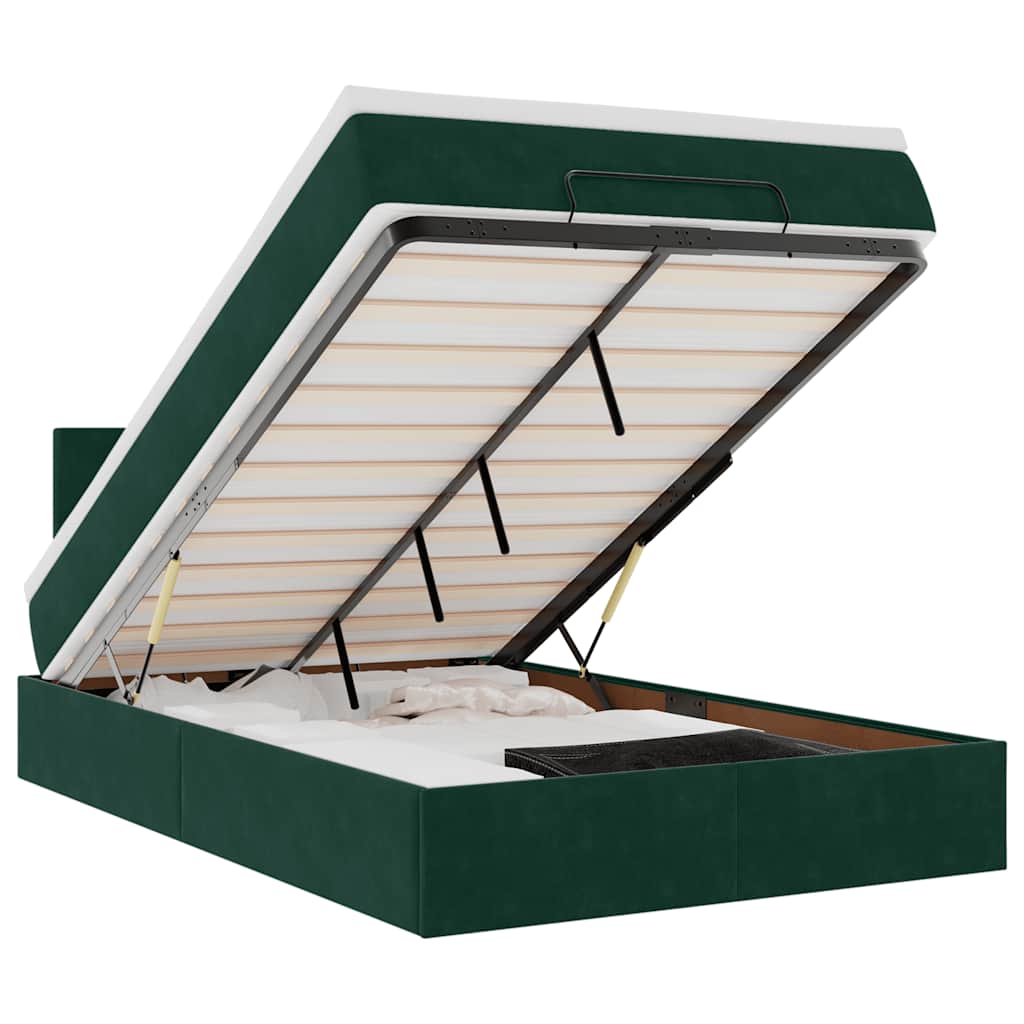 Ottoman bed met matras en LED's 120x200cm fluweel donkergroen is nu te koop bij PeponiXL, paradijselijk wonen!