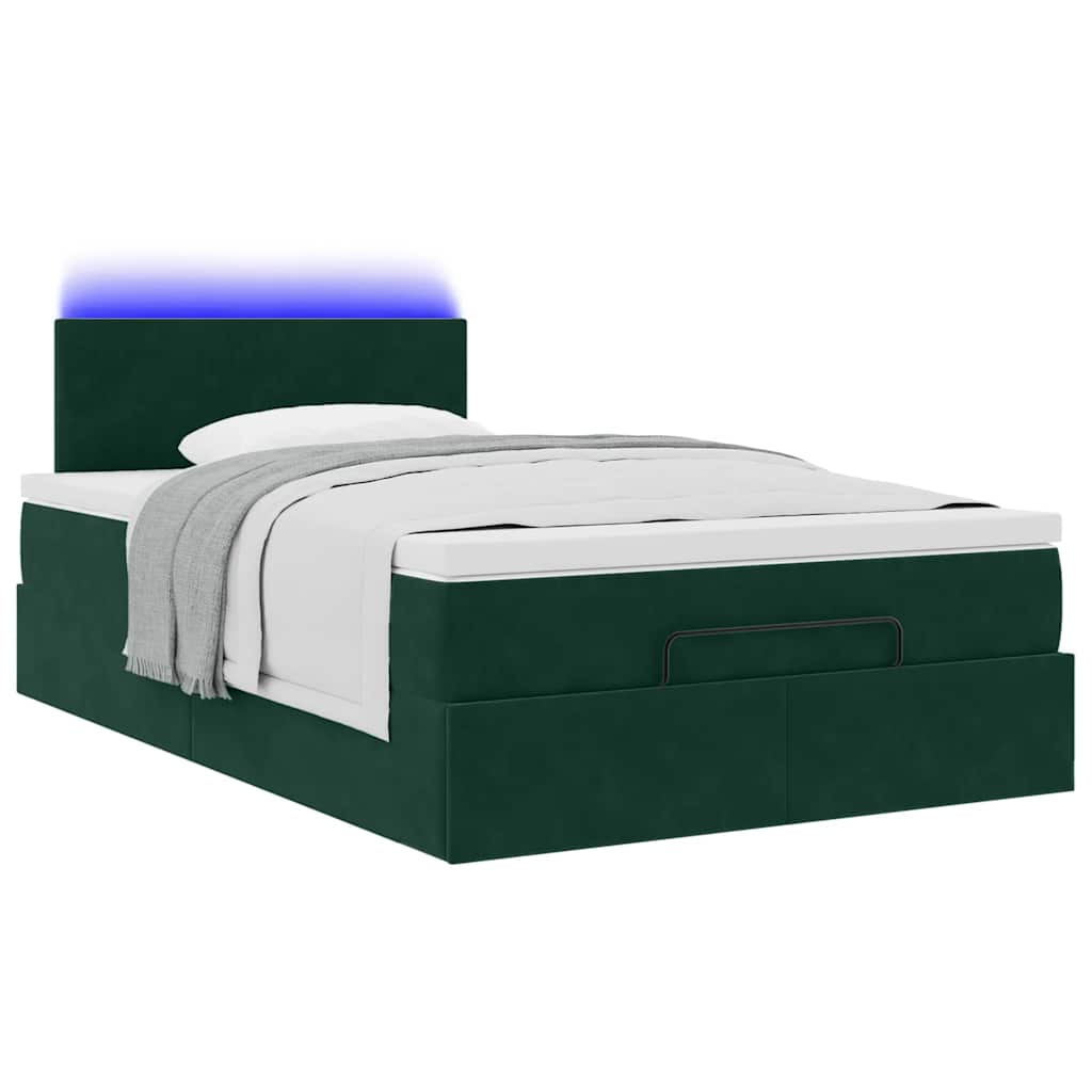 Ottoman bed met matras en LED's 120x200cm fluweel donkergroen is nu te koop bij PeponiXL, paradijselijk wonen!