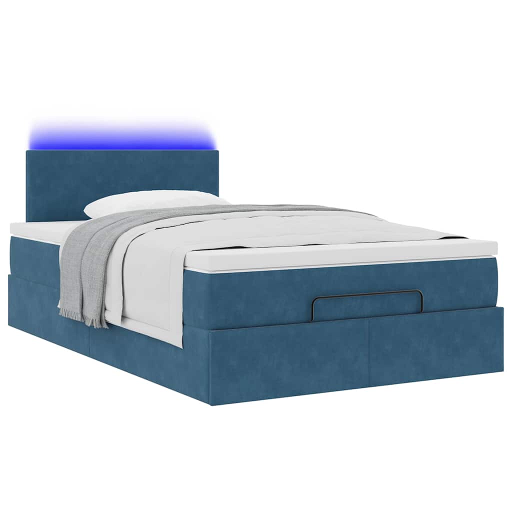 Ottoman bed met matras en LED's 120x200cm fluweel donkerblauw is nu te koop bij PeponiXL, paradijselijk wonen!