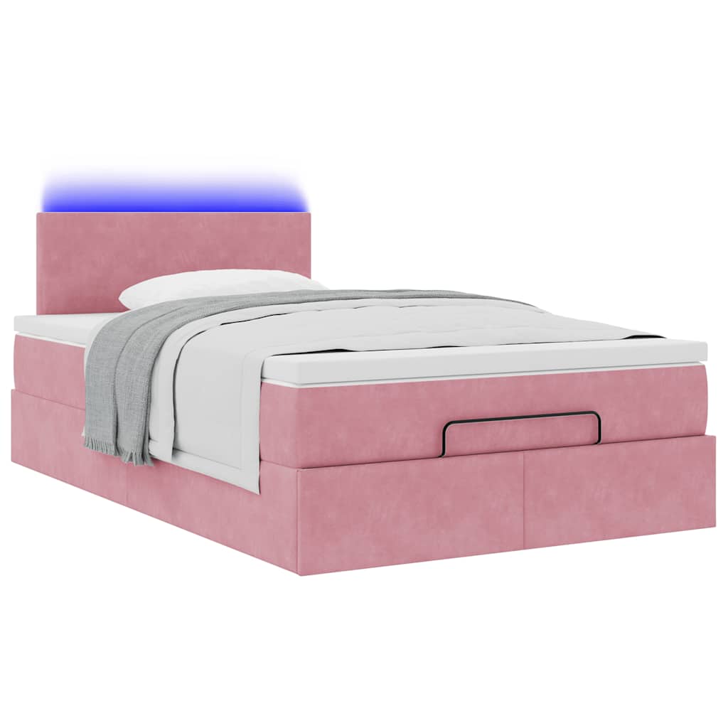 Ottoman bed met matras en LED's 120x200cm fluweel roze is nu te koop bij PeponiXL, paradijselijk wonen!