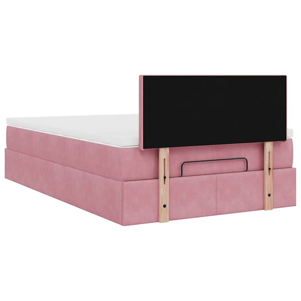 Ottoman bed met matras en LED's 120x200cm fluweel roze is nu te koop bij PeponiXL, paradijselijk wonen!