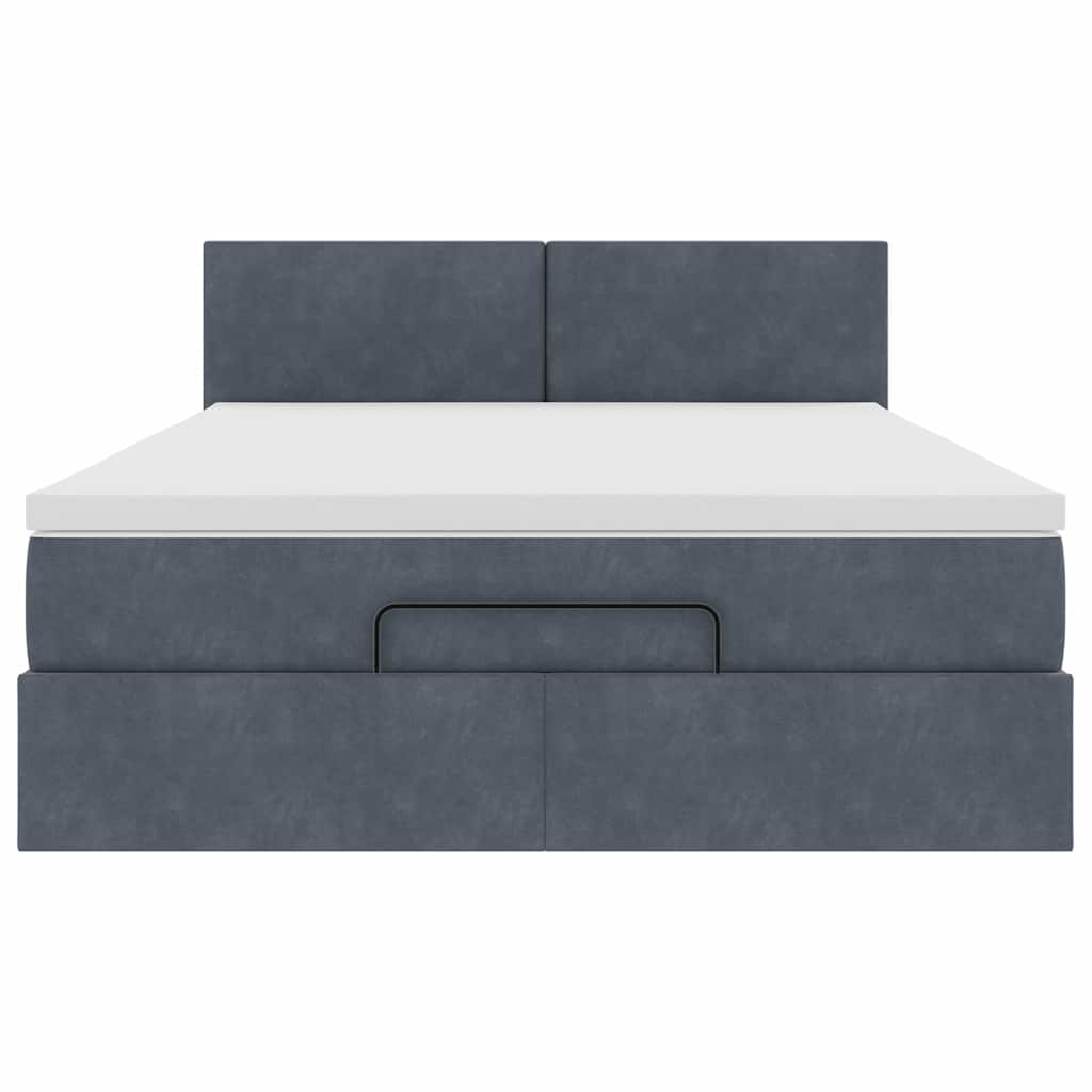 Ottoman bed met matras en LED's 140x190cm fluweel donkergrijs is nu te koop bij PeponiXL, paradijselijk wonen!