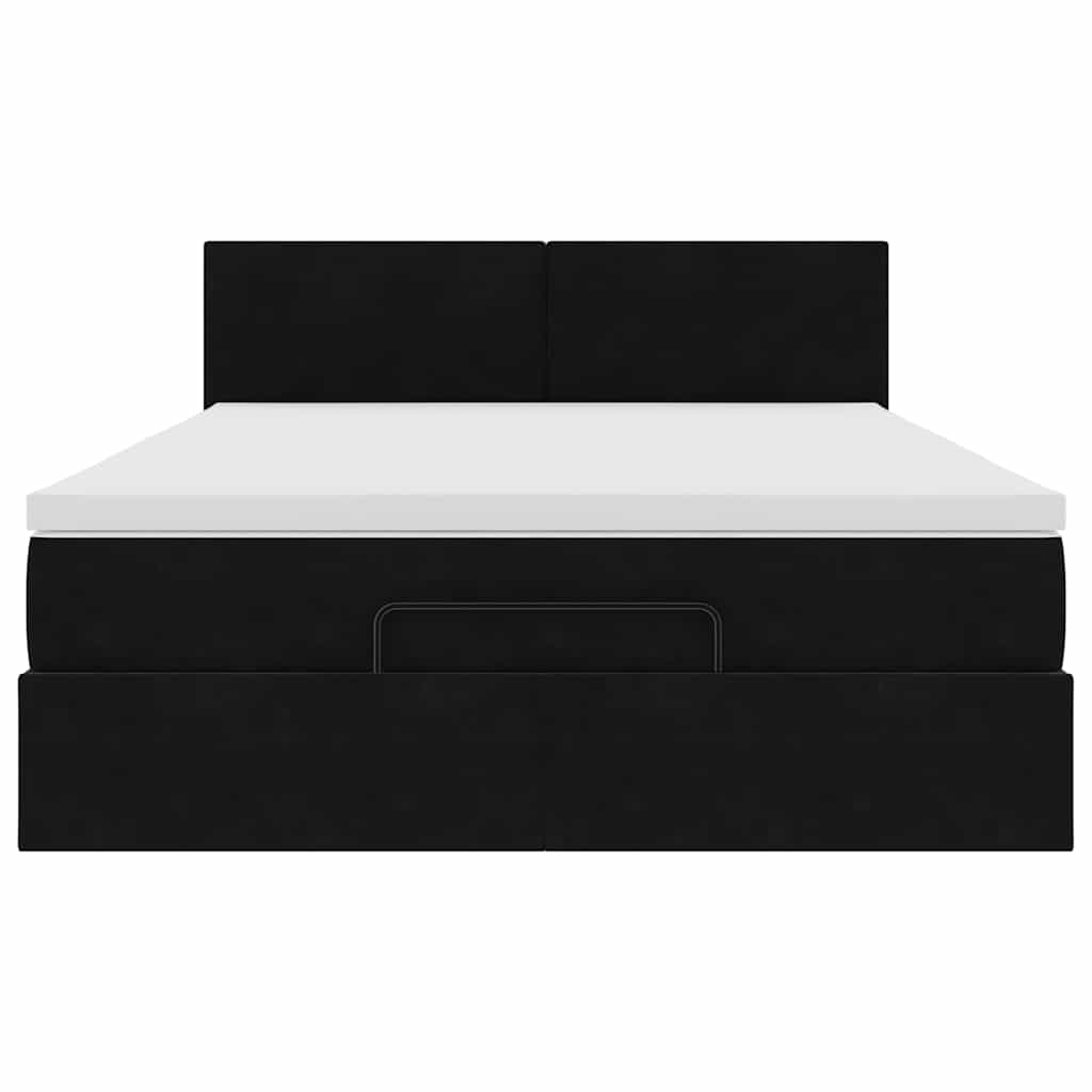 Ottoman bed met matras en LED's 140x190cm fluweel zwart is nu te koop bij PeponiXL, paradijselijk wonen!