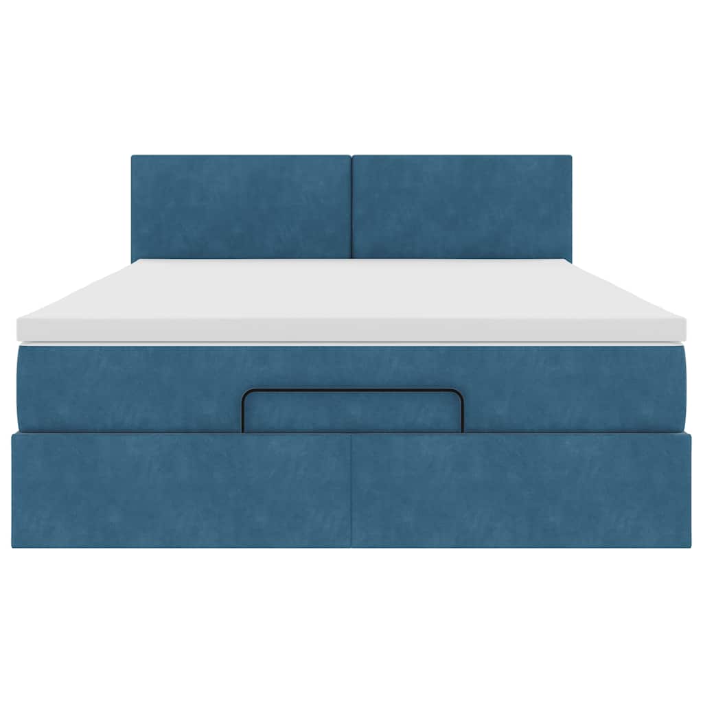 Ottoman bed met matras en LED's 140x190cm fluweel donkerblauw is nu te koop bij PeponiXL, paradijselijk wonen!