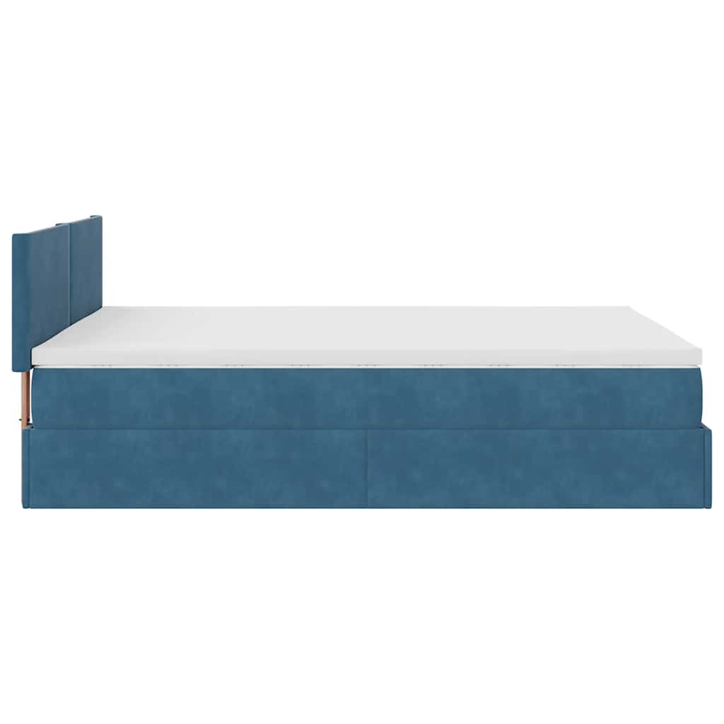 Ottoman bed met matras en LED's 140x190cm fluweel donkerblauw is nu te koop bij PeponiXL, paradijselijk wonen!