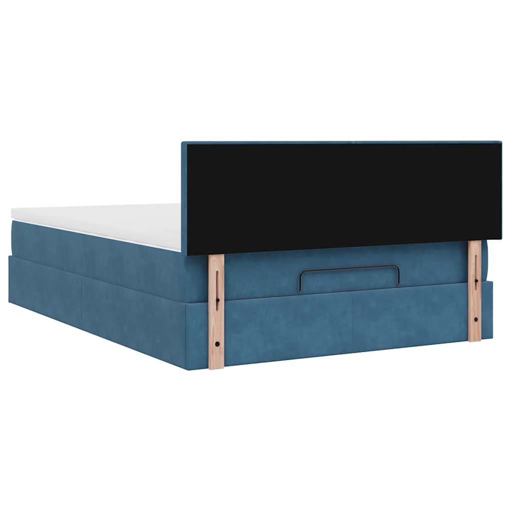 Ottoman bed met matras en LED's 140x190cm fluweel donkerblauw is nu te koop bij PeponiXL, paradijselijk wonen!