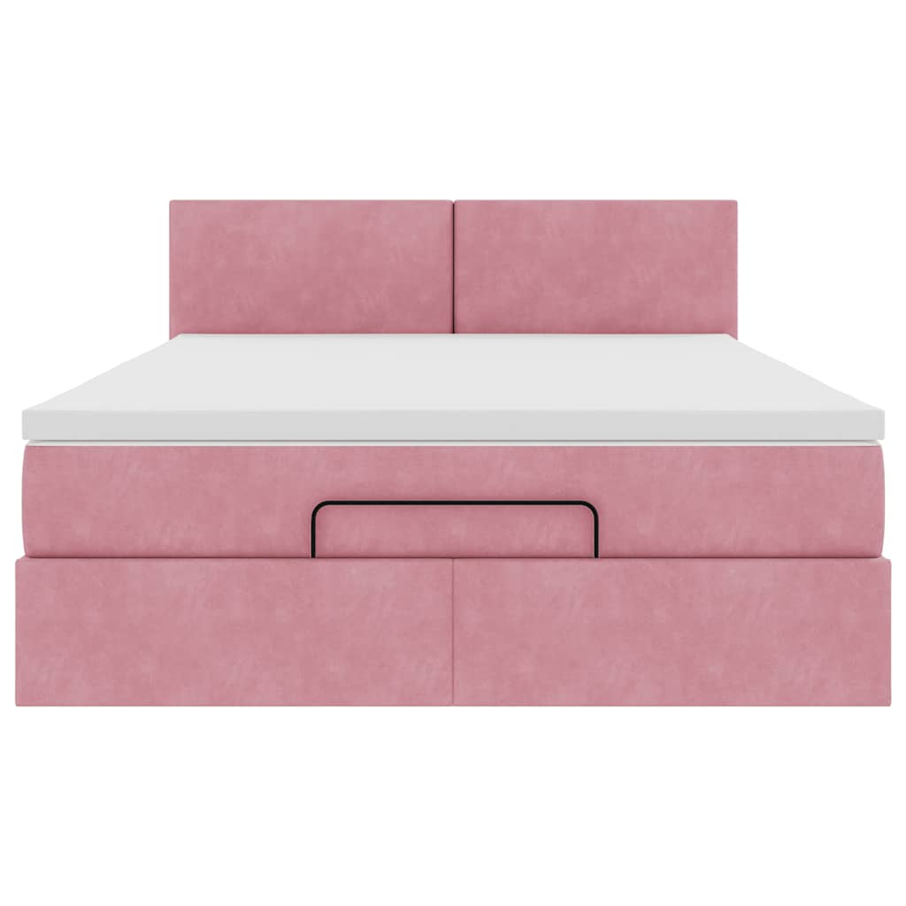 Ottoman bed met matras en LED's 140x190cm fluweel roze is nu te koop bij PeponiXL, paradijselijk wonen!