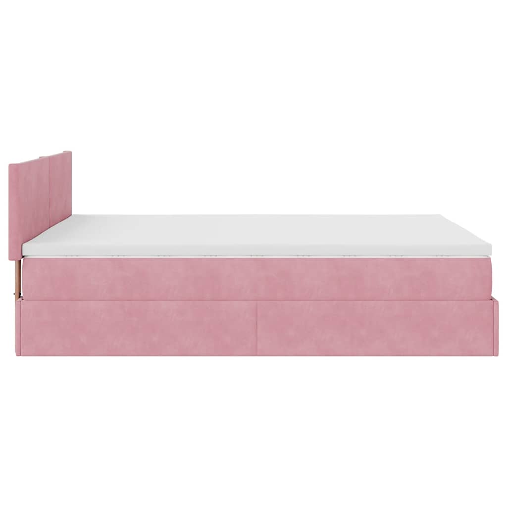 Ottoman bed met matras en LED's 140x190cm fluweel roze is nu te koop bij PeponiXL, paradijselijk wonen!