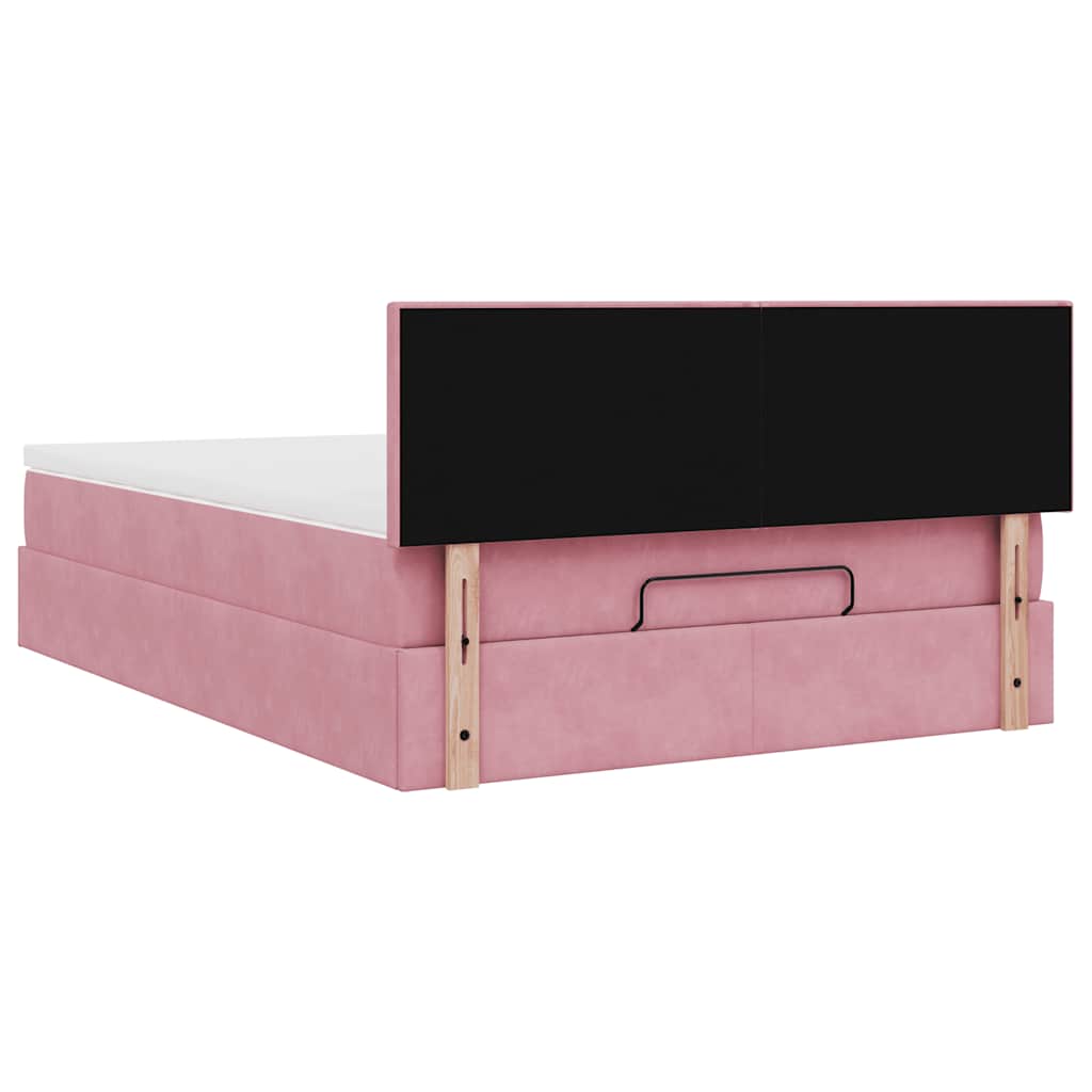 Ottoman bed met matras en LED's 140x190cm fluweel roze is nu te koop bij PeponiXL, paradijselijk wonen!