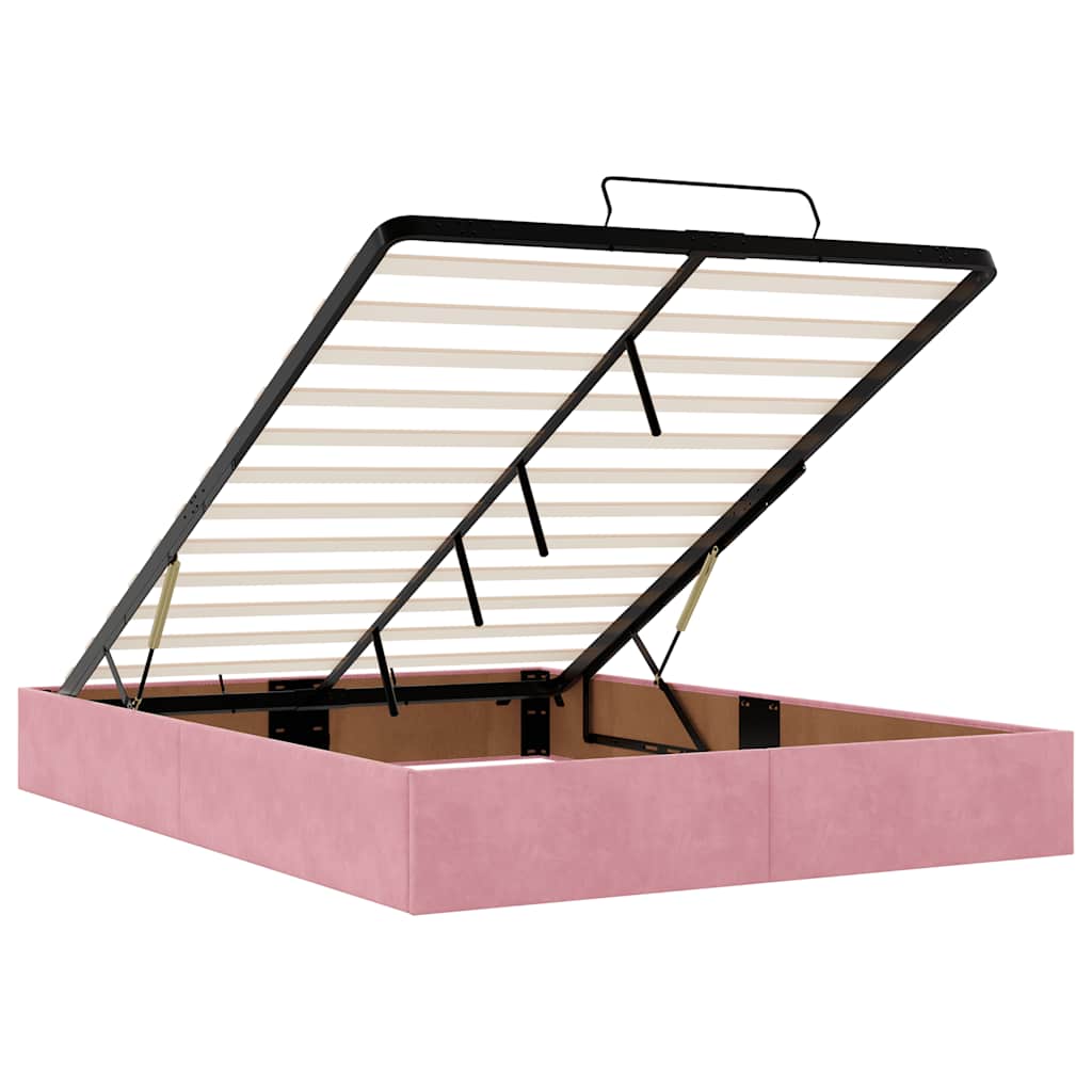 Ottoman bed met matras en LED's 140x190cm fluweel roze is nu te koop bij PeponiXL, paradijselijk wonen!
