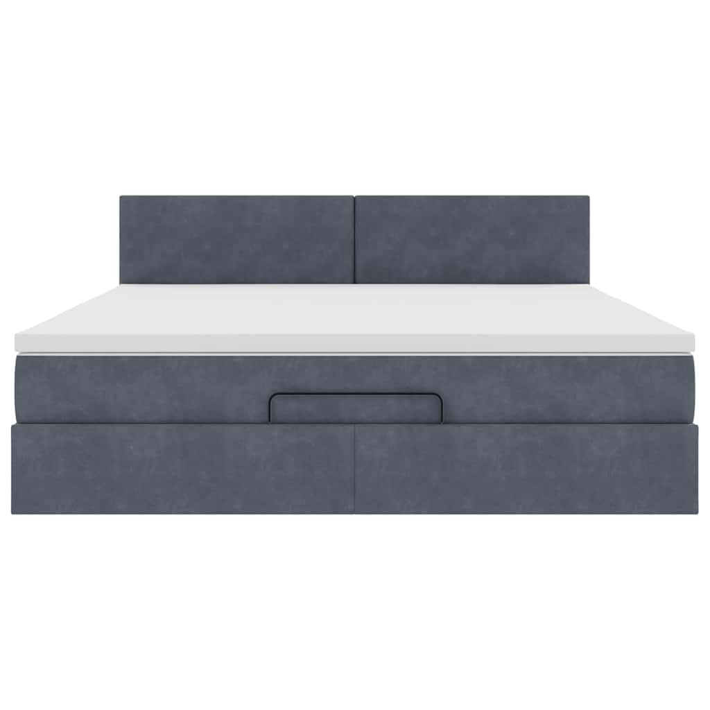 Ottoman bed met matras en LED's 160x200cm fluweel donkergrijs is nu te koop bij PeponiXL, paradijselijk wonen!