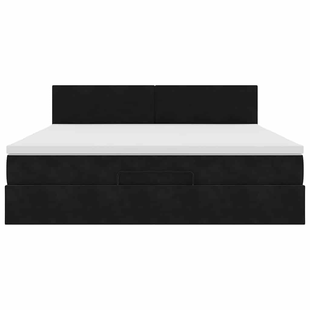 Ottoman bed met matras en LED's 160x200cm fluweel zwart is nu te koop bij PeponiXL, paradijselijk wonen!