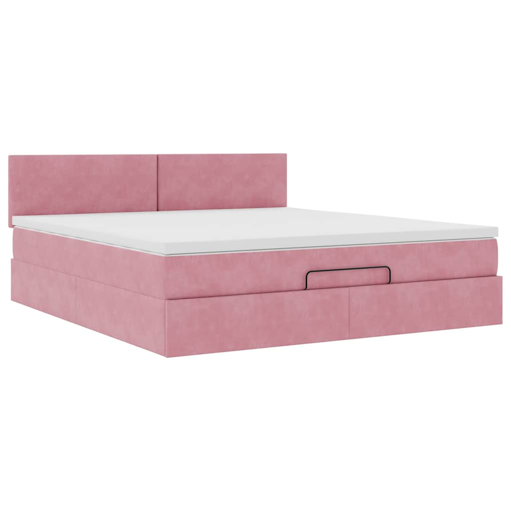 Ottoman bed met matras en LED's 160x200cm fluweel roze is nu te koop bij PeponiXL, paradijselijk wonen!