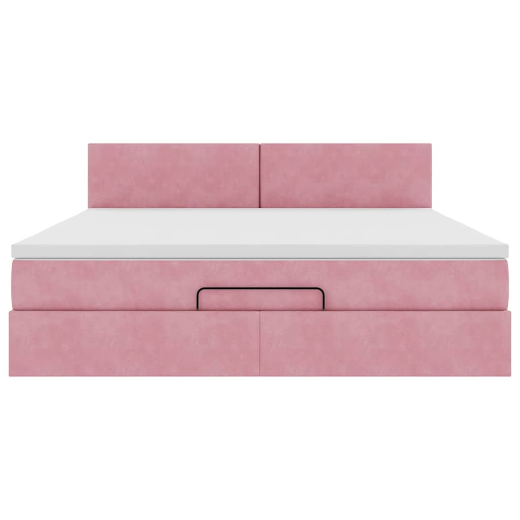 Ottoman bed met matras en LED's 160x200cm fluweel roze is nu te koop bij PeponiXL, paradijselijk wonen!