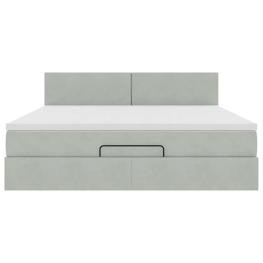 Ottoman bed met matras en LED's 180x200cm fluweel lichtgrijs is nu te koop bij PeponiXL, paradijselijk wonen!
