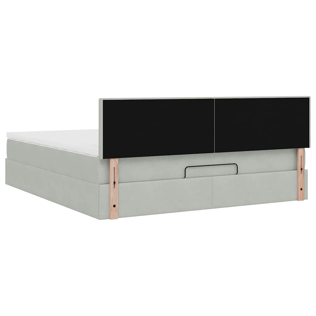 Ottoman bed met matras en LED's 180x200cm fluweel lichtgrijs is nu te koop bij PeponiXL, paradijselijk wonen!