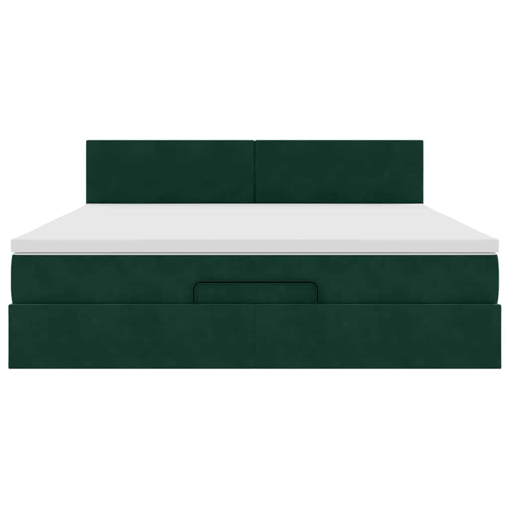 Ottoman bed met matras en LED's 180x200 cm fluweel donkergroen is nu te koop bij PeponiXL, paradijselijk wonen!