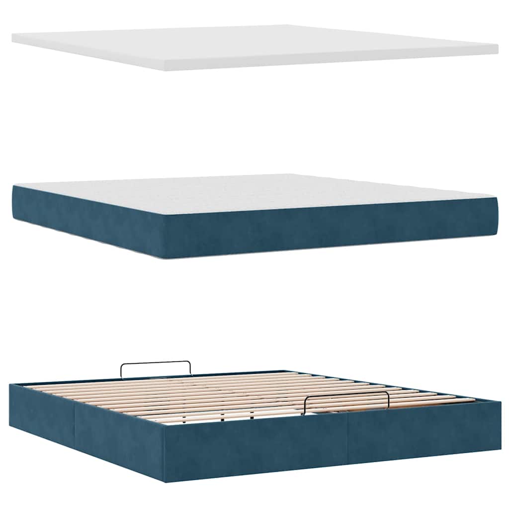 Ottoman bed met matras en LED's 180x200 cm fluweel donkerblauw is nu te koop bij PeponiXL, paradijselijk wonen!