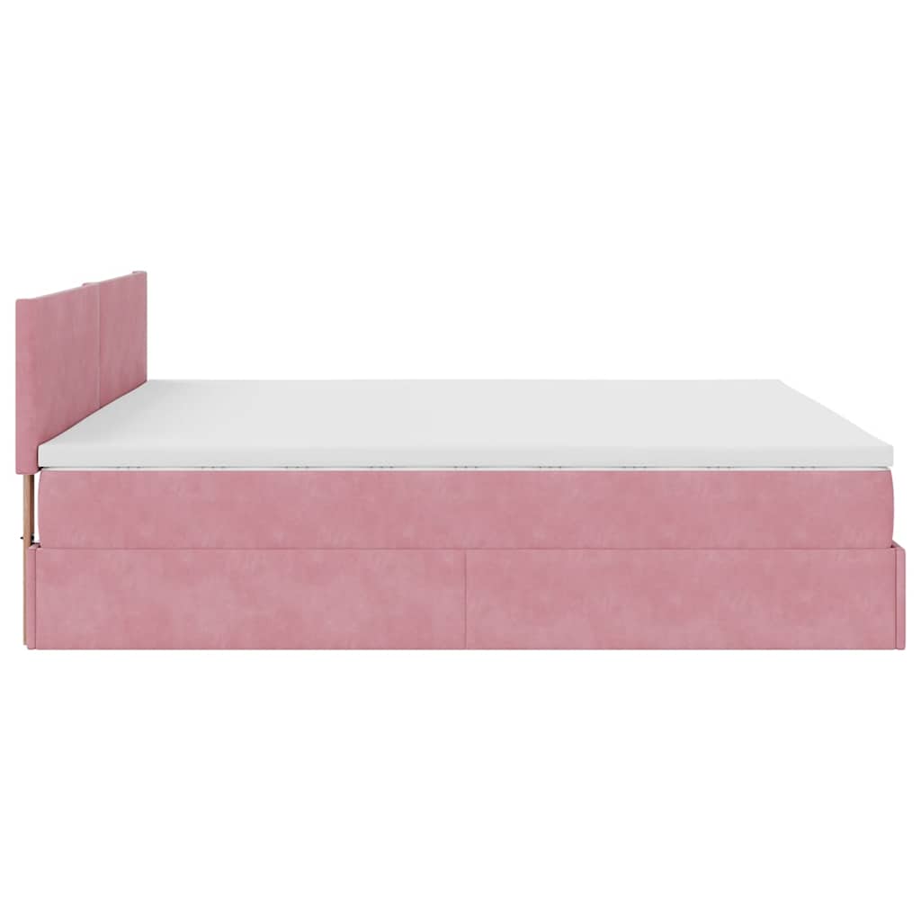 Bed poef met matras en LED's 180x200 cm fluweel roze is nu te koop bij PeponiXL, paradijselijk wonen!
