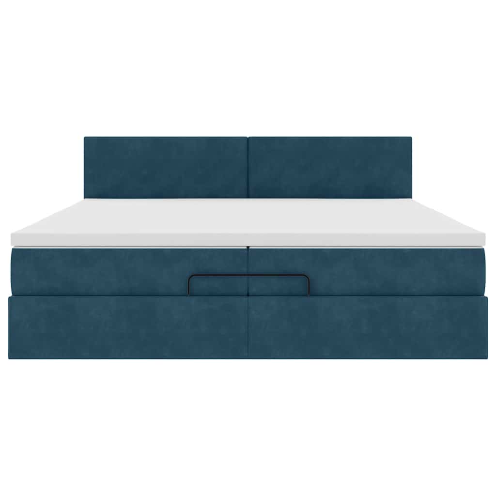 Bed poef met matrassen en leds 200x200 cm fluweel donkerblauw is nu te koop bij PeponiXL, paradijselijk wonen!