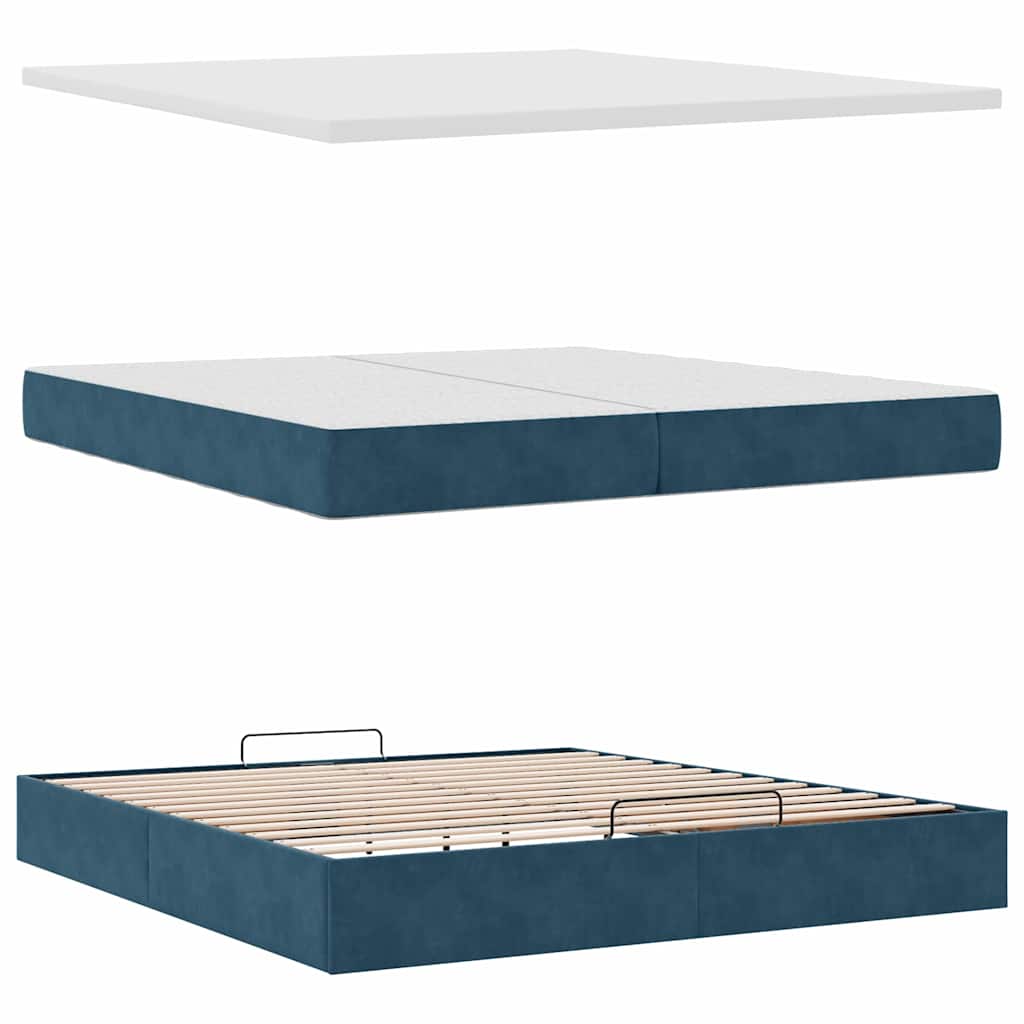 Bed poef met matrassen en leds 200x200 cm fluweel donkerblauw is nu te koop bij PeponiXL, paradijselijk wonen!