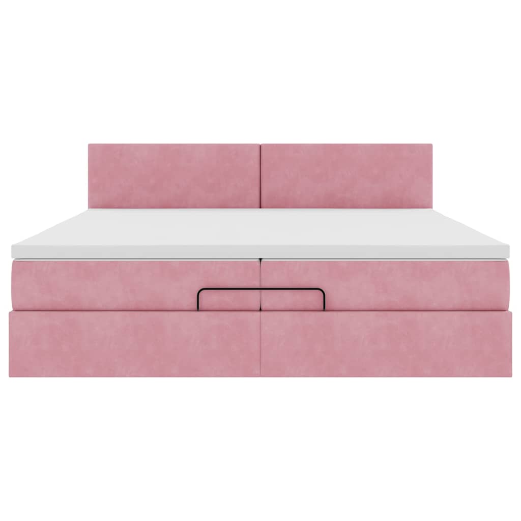 Ottoman bed met matrassen en LED's 200x200cm fluweel roze is nu te koop bij PeponiXL, paradijselijk wonen!