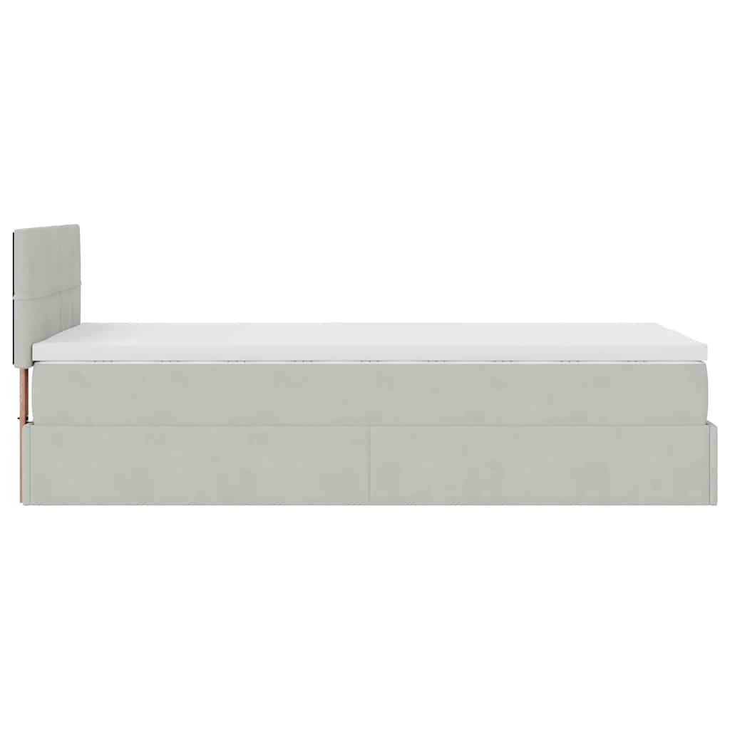 Ottoman bed met matras en LED's 90x190cm fluweel lichtgrijs is nu te koop bij PeponiXL, paradijselijk wonen!