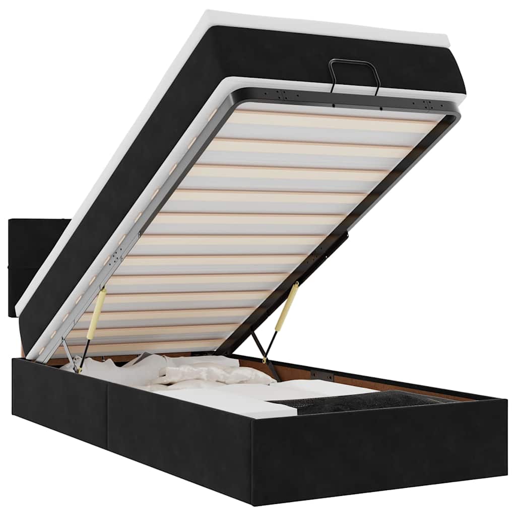Ottoman bed met matras en LED's 90x190cm fluweel zwart is nu te koop bij PeponiXL, paradijselijk wonen!