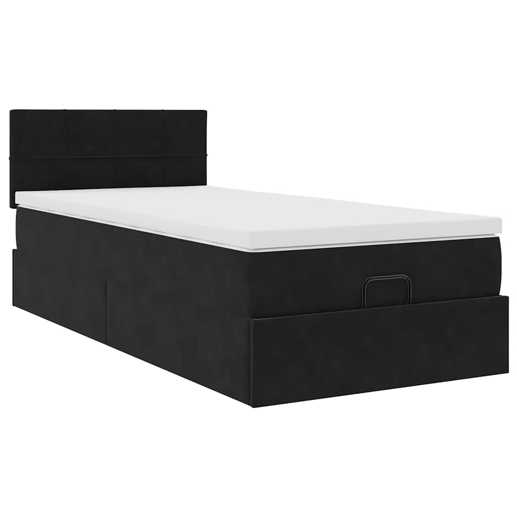 Ottoman bed met matras en LED's 90x190cm fluweel zwart is nu te koop bij PeponiXL, paradijselijk wonen!