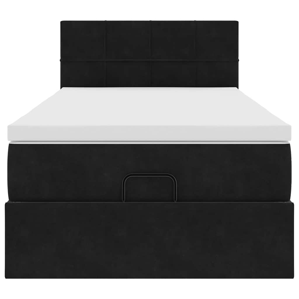 Ottoman bed met matras en LED's 90x190cm fluweel zwart is nu te koop bij PeponiXL, paradijselijk wonen!