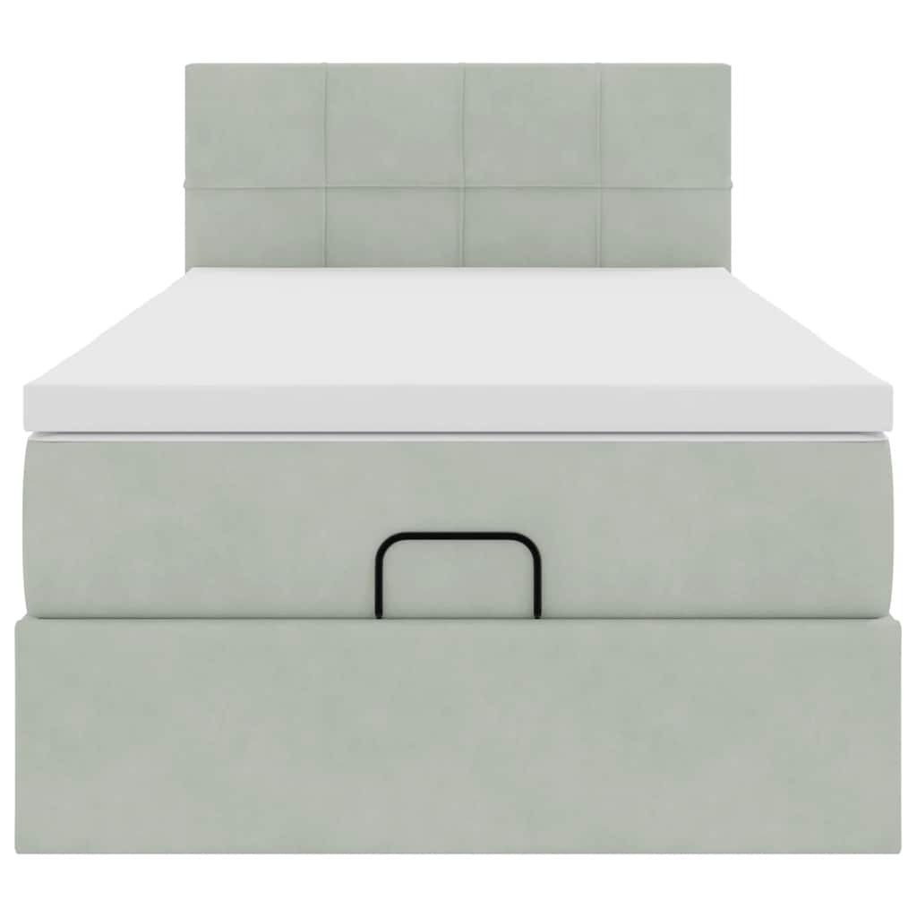 Ottoman bed met matras en LED's 100x200 cm fluweel lichtgrijs is nu te koop bij PeponiXL, paradijselijk wonen!