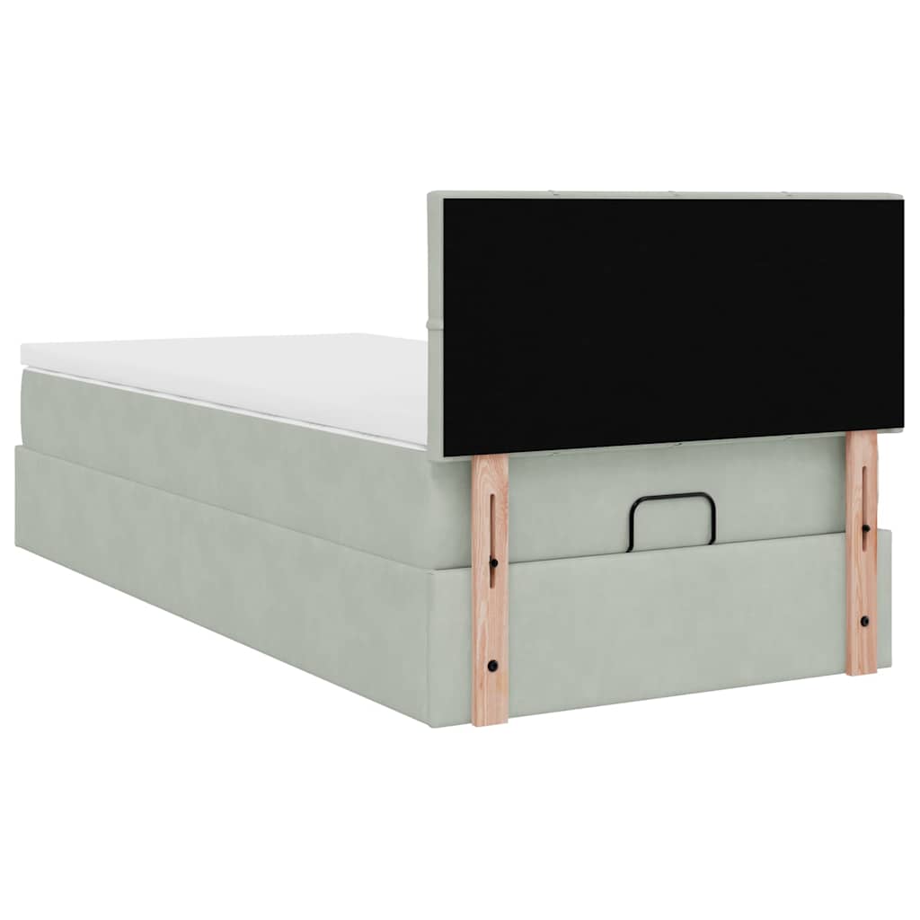 Ottoman bed met matras en LED's 100x200 cm fluweel lichtgrijs is nu te koop bij PeponiXL, paradijselijk wonen!