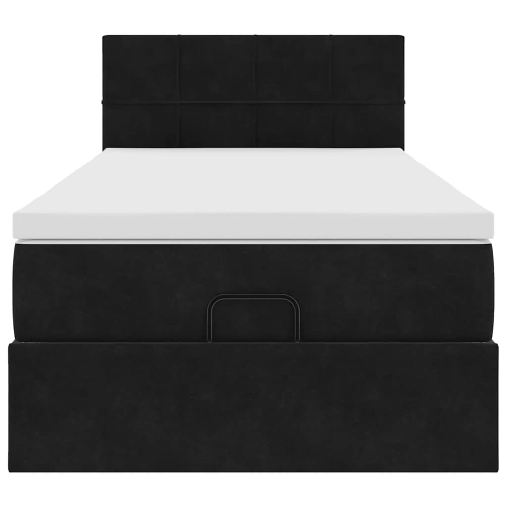 Ottoman bed met matras en LED's 100x200 cm fluweel zwart is nu te koop bij PeponiXL, paradijselijk wonen!