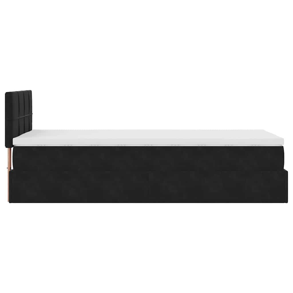 Ottoman bed met matras en LED's 100x200 cm fluweel zwart is nu te koop bij PeponiXL, paradijselijk wonen!