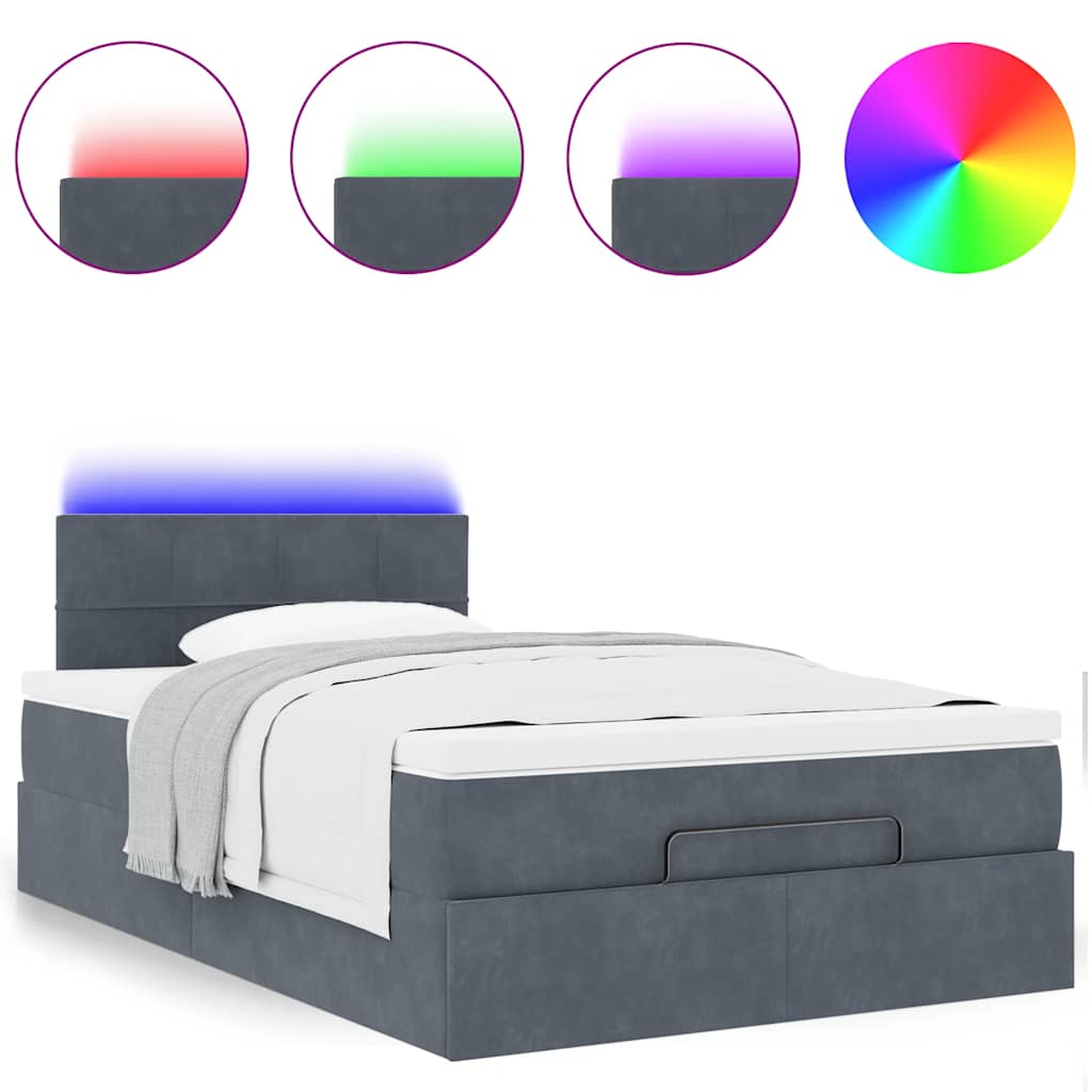 Bed poef met matras en LED's 120x190 cm fluweel donkergrijs is nu te koop bij PeponiXL, paradijselijk wonen!