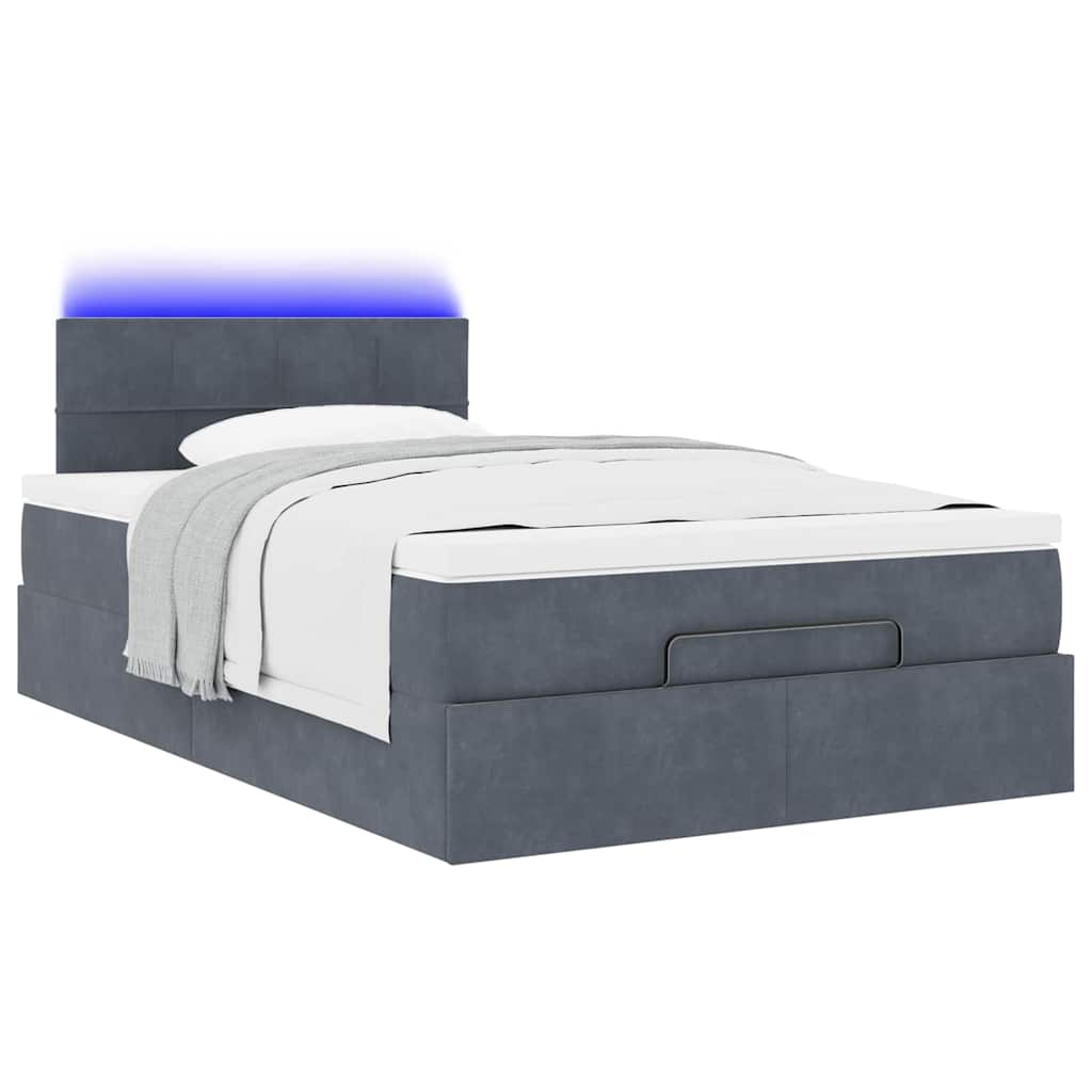 Bed poef met matras en LED's 120x190 cm fluweel donkergrijs is nu te koop bij PeponiXL, paradijselijk wonen!