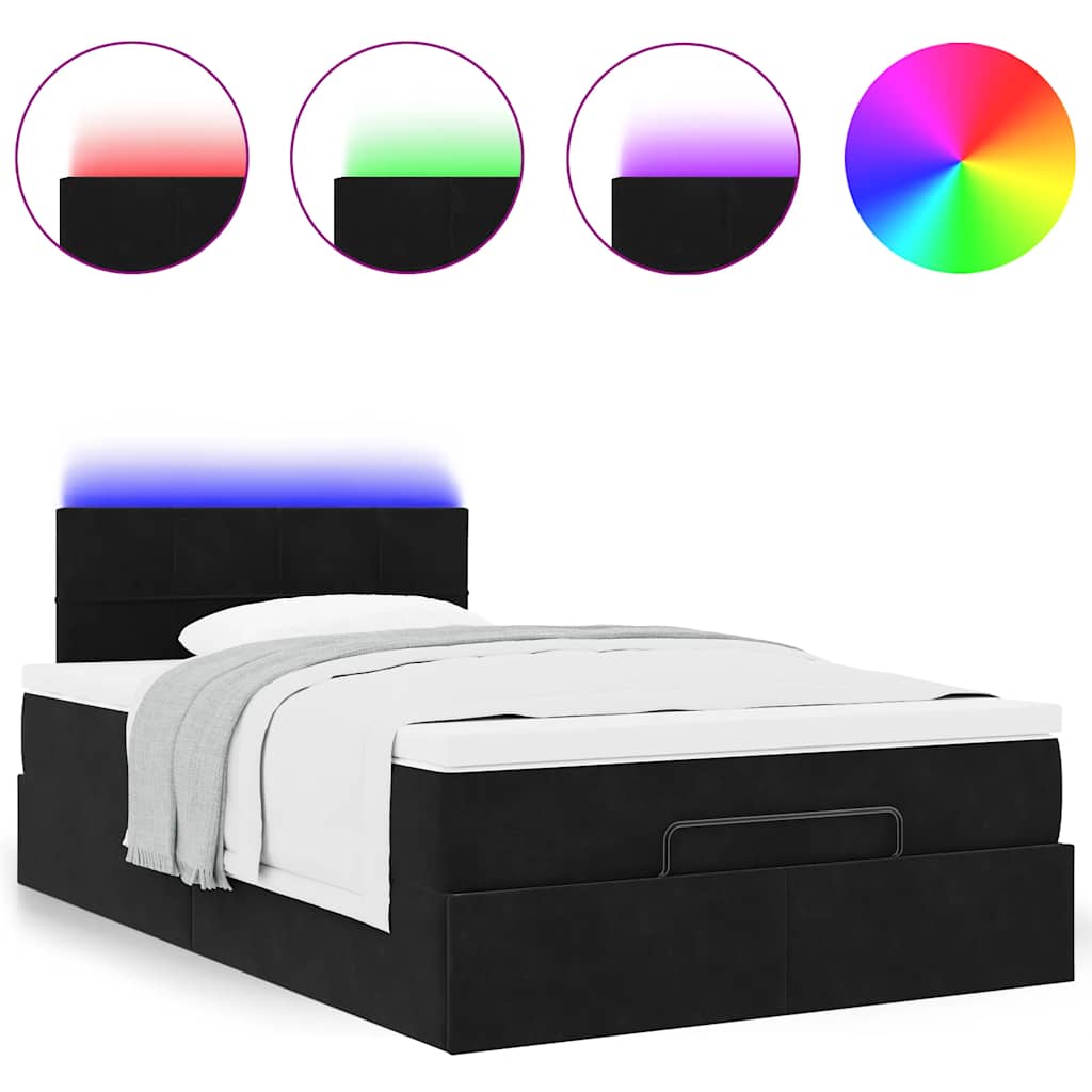 Bed poef met matras en LED's 120x190 cm fluweel zwart is nu te koop bij PeponiXL, paradijselijk wonen!