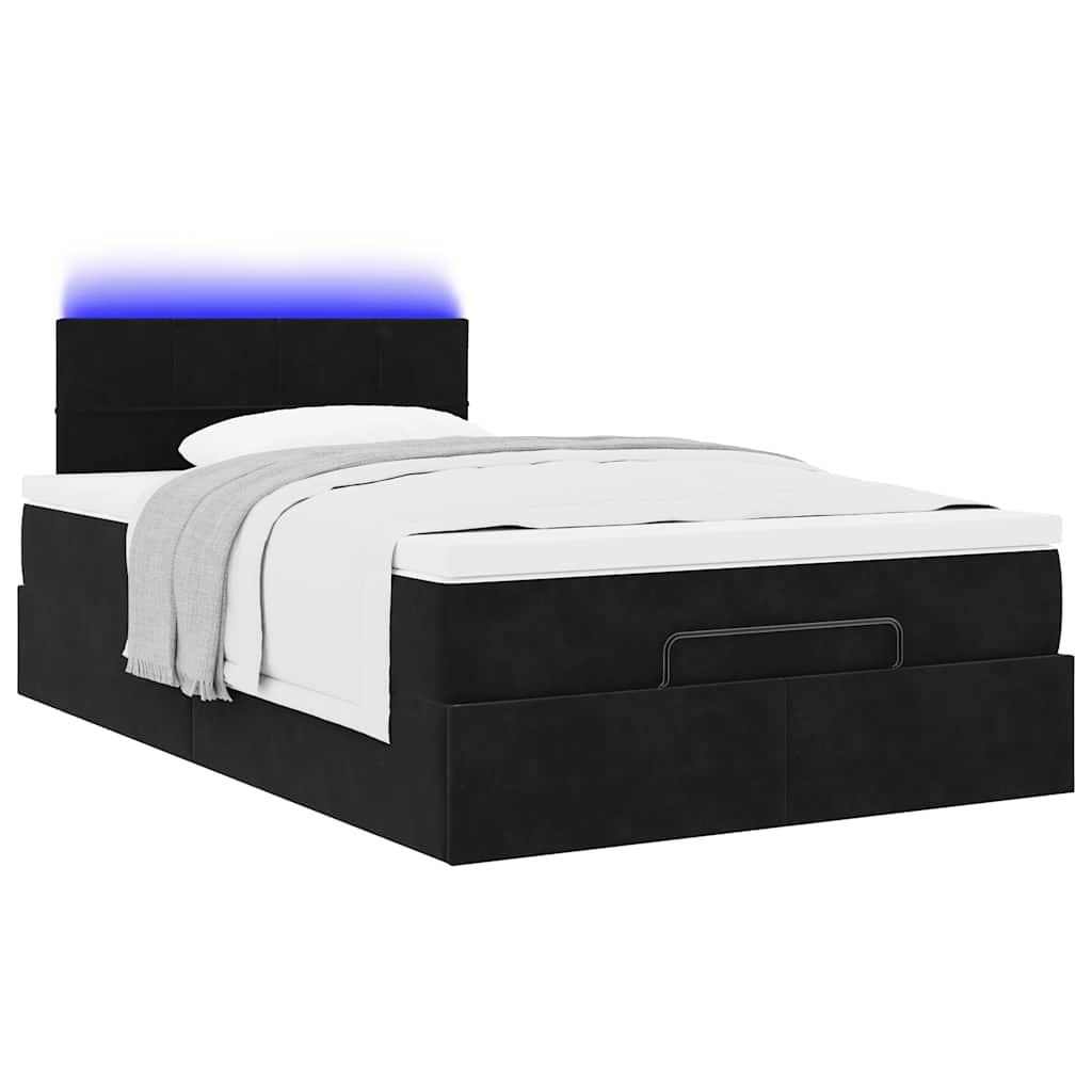 Bed poef met matras en LED's 120x190 cm fluweel zwart is nu te koop bij PeponiXL, paradijselijk wonen!