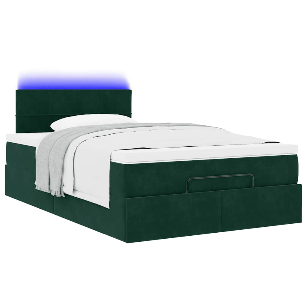Ottoman bed met matras en LED's 120x200cm fluweel donkergroen is nu te koop bij PeponiXL, paradijselijk wonen!