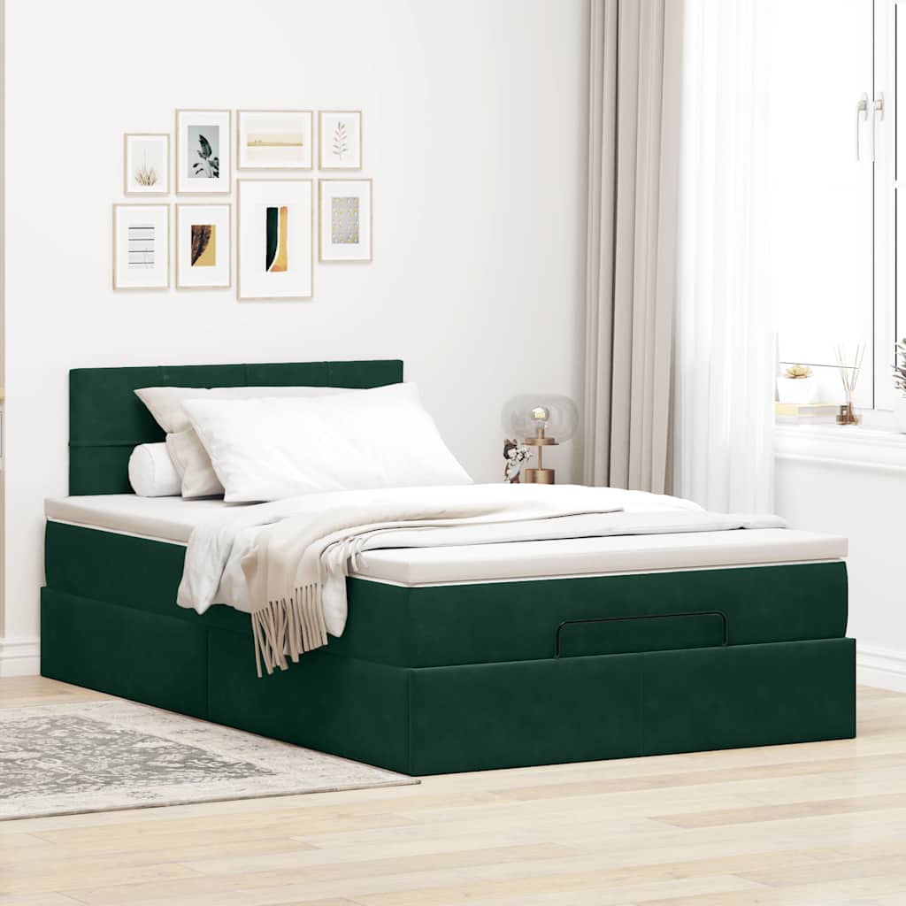 Ottoman bed met matras en LED's 120x200cm fluweel donkergroen is nu te koop bij PeponiXL, paradijselijk wonen!