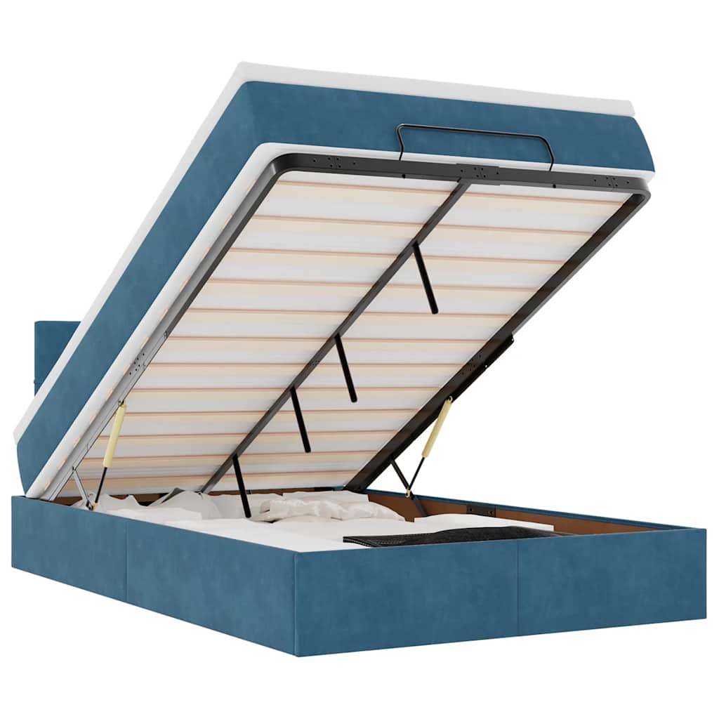 Ottoman bed met matras en LED's 120x200cm fluweel donkerblauw is nu te koop bij PeponiXL, paradijselijk wonen!