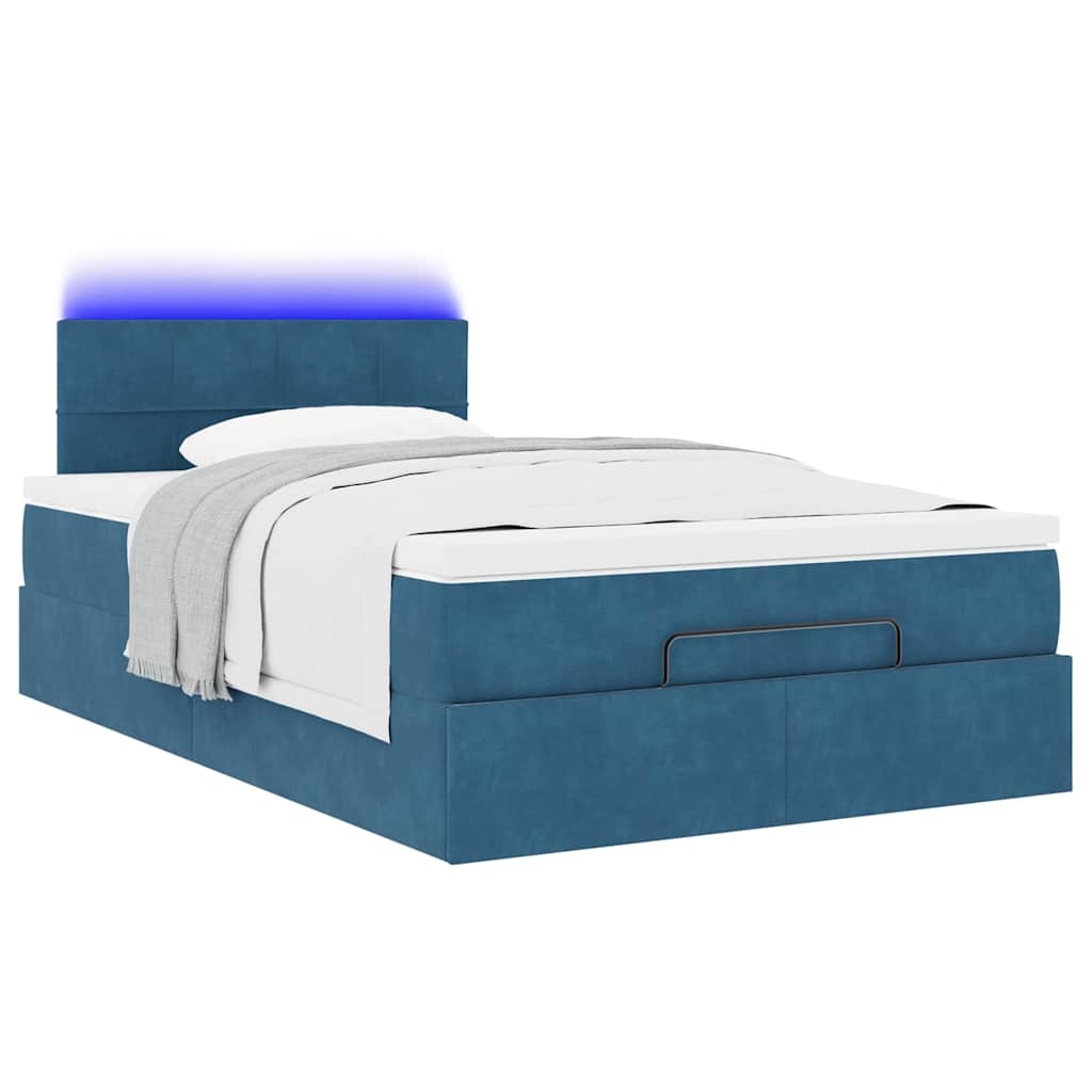 Ottoman bed met matras en LED's 120x200cm fluweel donkerblauw is nu te koop bij PeponiXL, paradijselijk wonen!